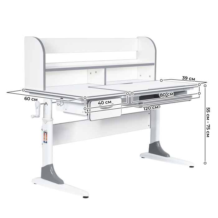 Характеристики Комплект Anatomica Study-120 Lux парта + кресло + надстройка + органайзер + ящик